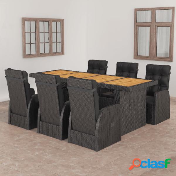 vidaXL Set da Pranzo da Giardino 7 pz con Cuscini in