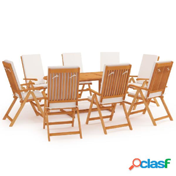 vidaXL Set da Pranzo da Giardino 9 pz con Cuscini in Legno