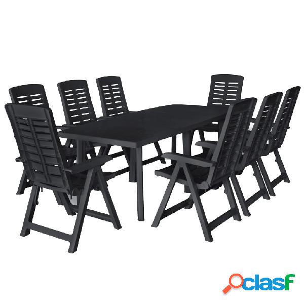 vidaXL Set da Pranzo da Giardino 9 pz in Plastica Antracite
