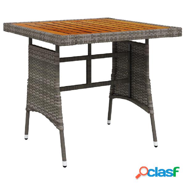 vidaXL Tavolo Giardino Grigio 70x70x72 cm Polyrattan e