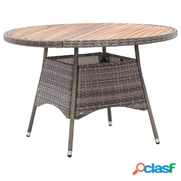 vidaXL Tavolo da Giardino Grigio 115x74cm in Polyrattan e