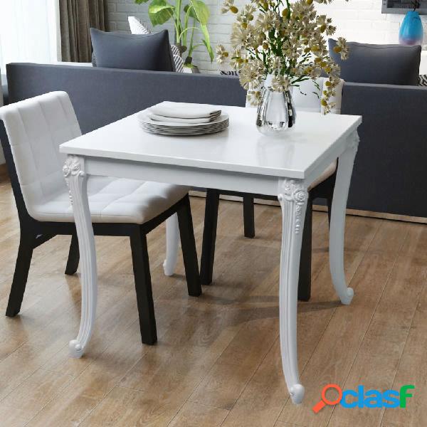 vidaXL Tavolo da Pranzo 80x80x76 cm Bianco Lucido