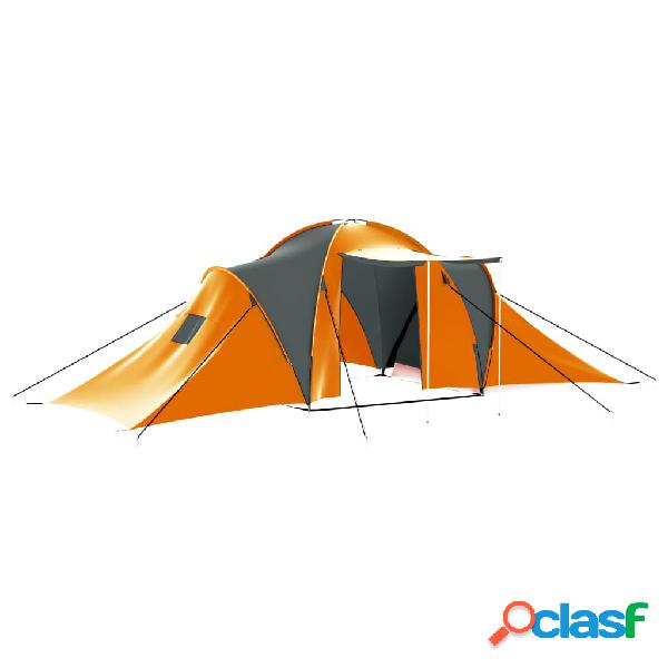 vidaXL Tenda da Campeggio per 9 Persone in Tessuto Grigio e