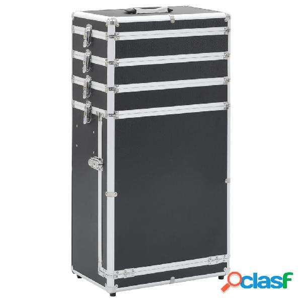 vidaXL Valigia Trolley per Cosmetici in Alluminio Nero