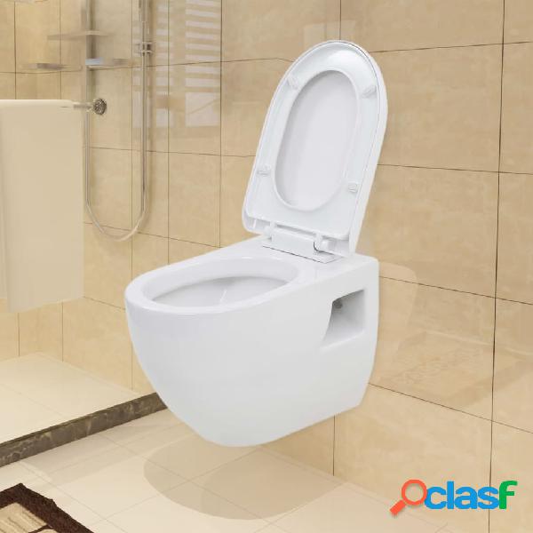 vidaXL WC Sospeso in Ceramica Bianca
