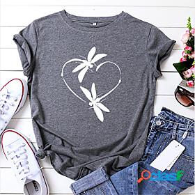 whycat dragonfly love heart print t shirts women, graphic