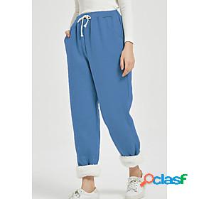 womens loose thermal fleece shearling harem sweatpants