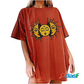 womens moon and sun tshirt oversized vintage graphic t-shirt
