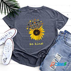 yssgtt be kind sunflower t-shirt women cute funny graphic
