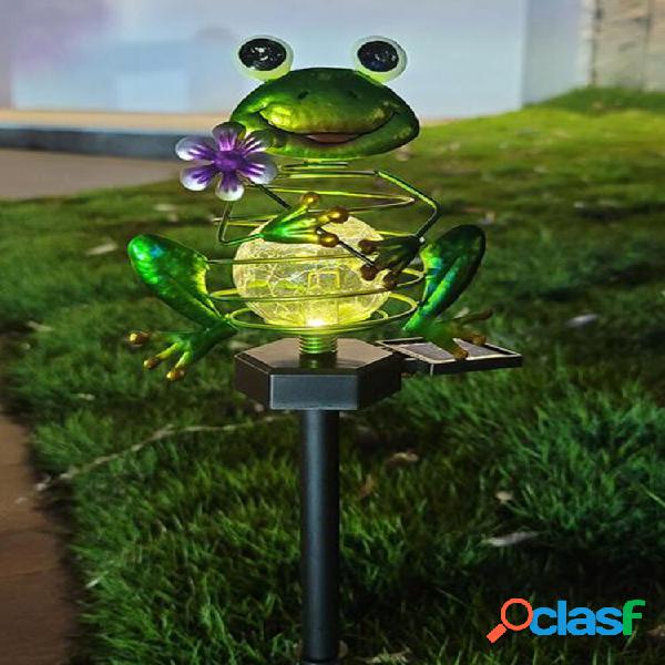 1 PC Cute Frog solare Light Iron LED Outdoor impermeabile