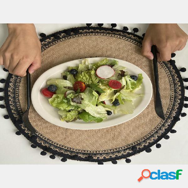 1 PC INS Tovagliette rotonde in juta Nappe Tappetini per