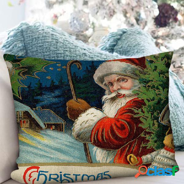 1 PC Lino Natale Babbo Natale Decorazione in camera da letto