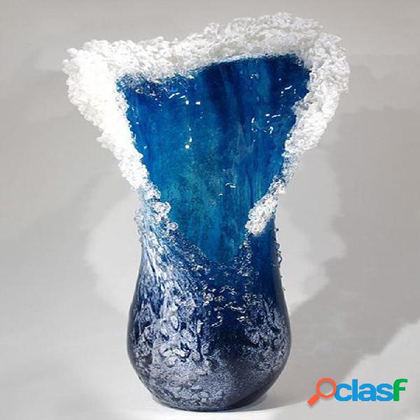 1 PZ 24.5/10 CM Majestic-Wavy Vaso Modern Ocean Blue Flower