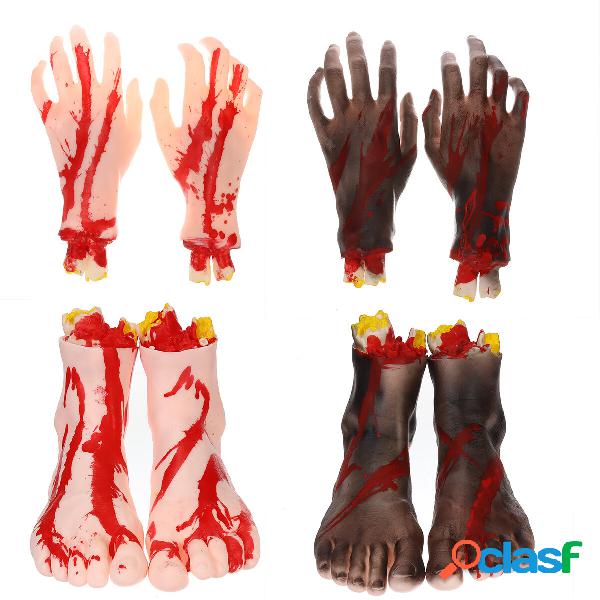 1 paio di mani / piedi Vinile Halloween Horror Mani rotte