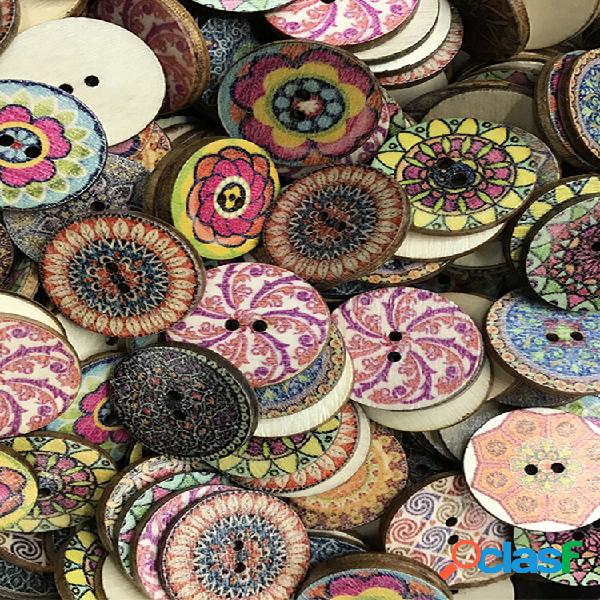 100 pezzi Classic Retro disco stampato Pulsanti Fiori in