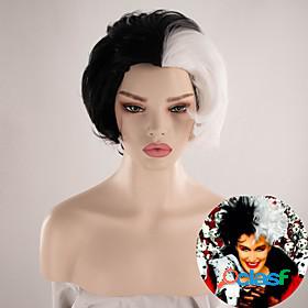 101 Dalmatians Cruella De Vil Cosplay Wigs Bob Womens Heat