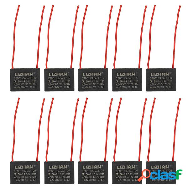 10pcs CBB61 450V 3.5uf Capacità di avviamento Condensatore