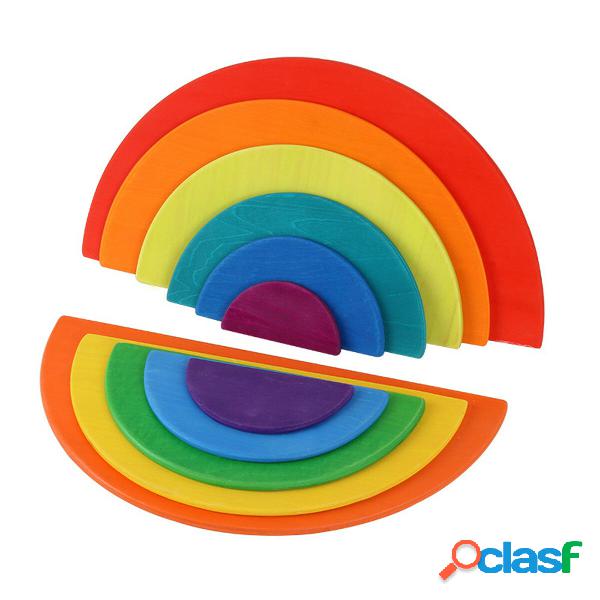 11pcs puzzle di legno educativo arcobaleno giochi blocchi