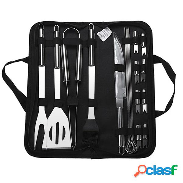 18 Pz Stoviglie Barbecue in acciaio inossidabile Strumenti