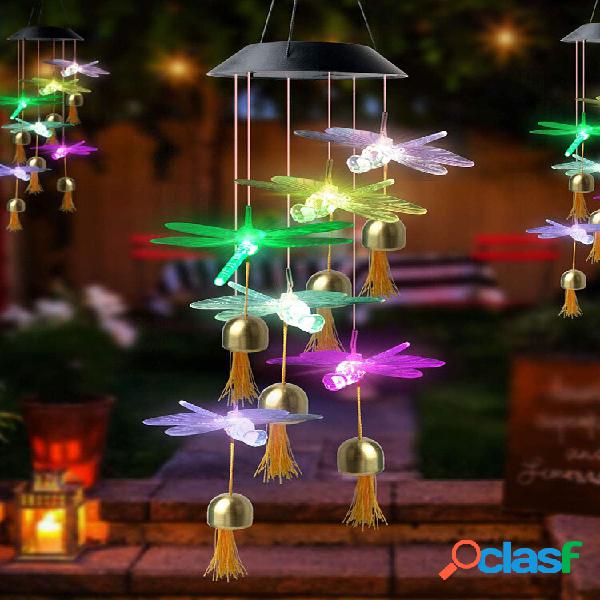1PC LED solare Power Dragonfly Wind Chime Campana