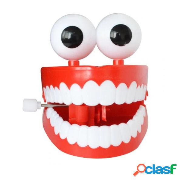 1Pc Clockwork Jumping Denti Red Wind Up Dente divertente