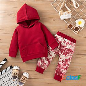 2 Pieces Baby Unisex Boys Girls Fashion Casual Daily Hoodie