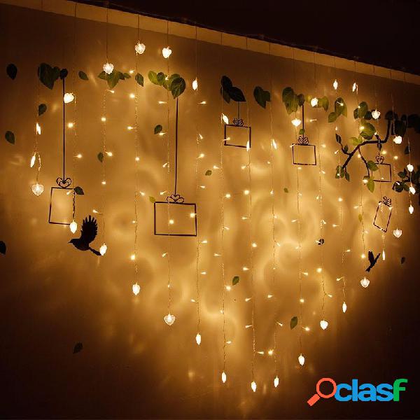 2x1m 128 LED Heart Shape Light String 220V Curtain Light