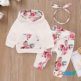 3 Pieces Baby Girls Fashion Casual Daily Hoodie Pants