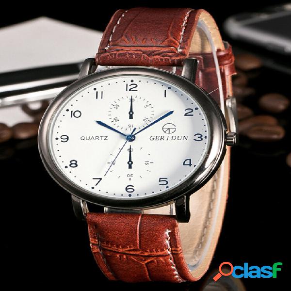 3 colori in pelle da uomo vintage business Watch quarzo