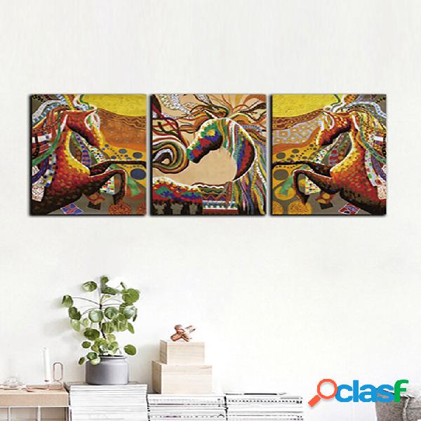 3Pcs Soggiorno senza cornice Pittura astratta Colorful