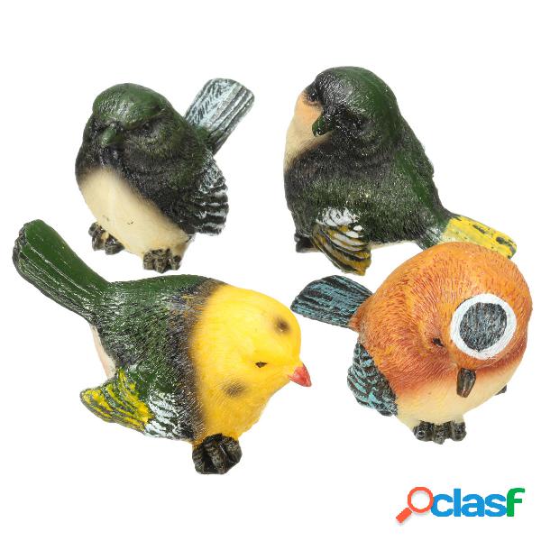 4 Pz / set Uccelli in resina Statua Figurine Casa Giardino