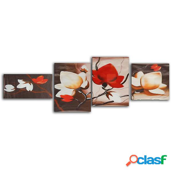 4Pcs Dipinti su tela di fiori Stampa decorativa da parete