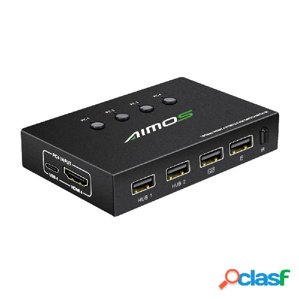 AIMOS AM-KVM401CY Switcher KVM HDMI a 4 porte con controllo