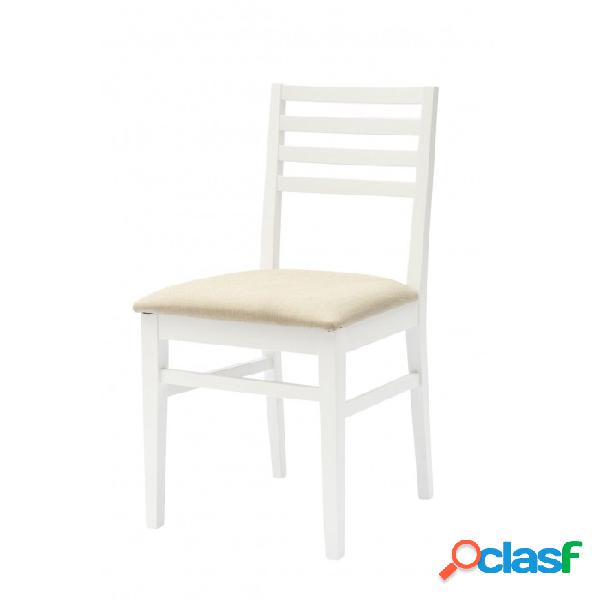 ARREDO SMART - Sedia bianca in legno con seduta tessuto,
