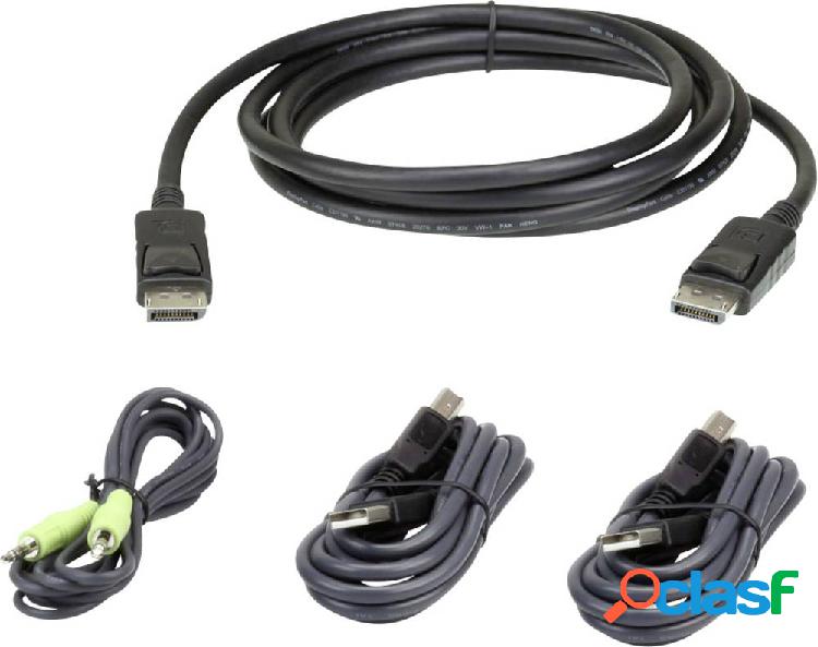 ATEN KVM Cavo [1x Spina DisplayPort, Spina A USB 2.0, Spina