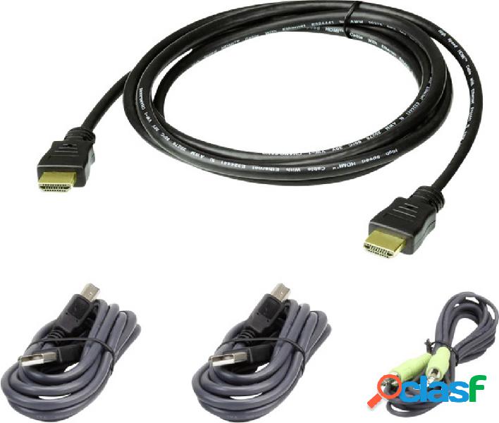 ATEN KVM Cavo [1x Spina HDMI, Spina A USB 2.0, Spina jack da