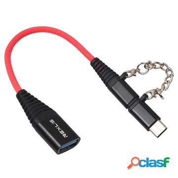 Adattatore Cavo Rexus 2-in-1 USB 2.0 / USB-C e MicroUSB OTG