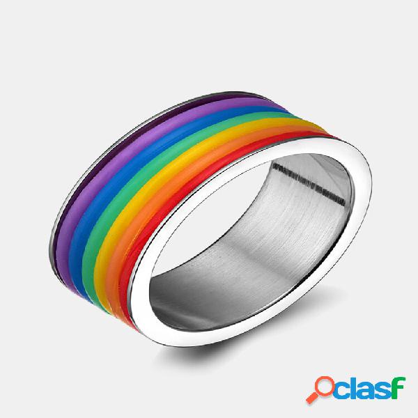 Anelli da dito in acciaio inossidabile moda Arcobaleno