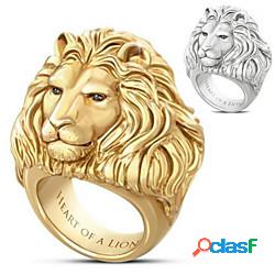 Anello a fascia 3D Argento Oro Lega Leone Punk Roccia 1 pc 7