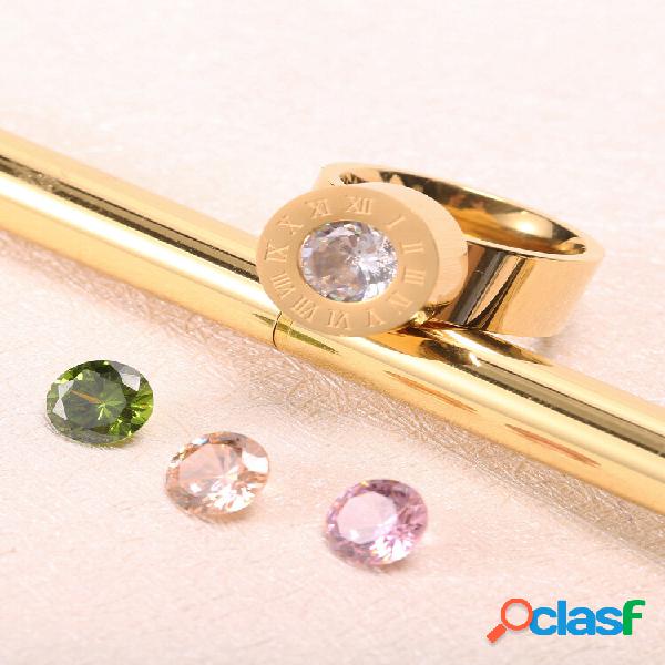 Anello unisex in acciaio inossidabile unico con 4 pietre