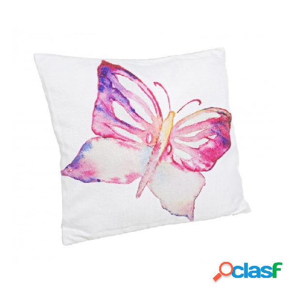 Arredinitaly Outlet - Cuscino farfalla rosa 40x40,