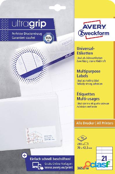 Avery-Zweckform 3652-10 Etichette 70 x 42.3 mm Carta Bianco