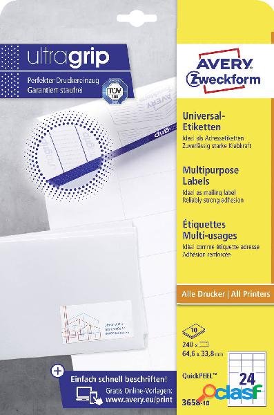 Avery-Zweckform 3658-10 Etichette 64.6 x 33.8 mm Carta