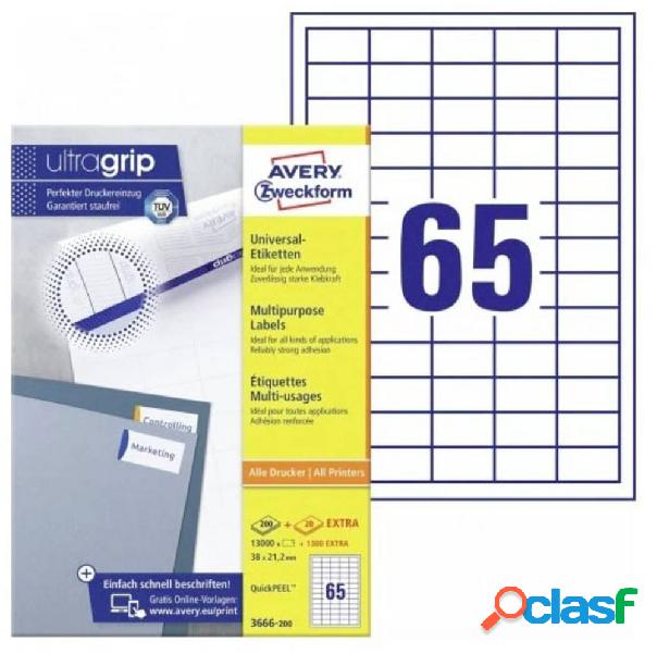 Avery-Zweckform 3666-200 Etichette 38 x 21.2 mm Carta Bianco