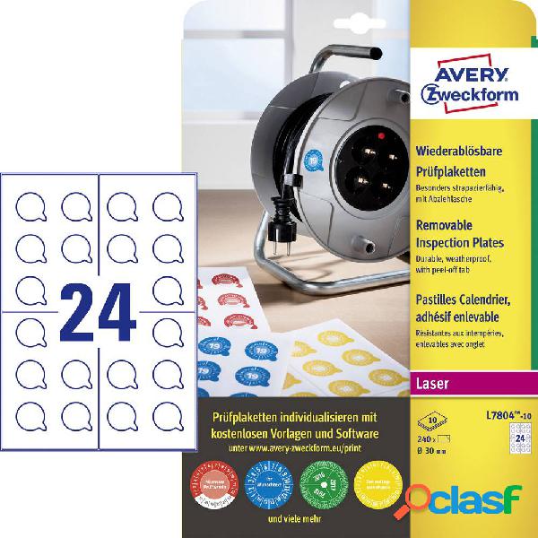 Avery-Zweckform L7804-10 Bianco 240 pz.