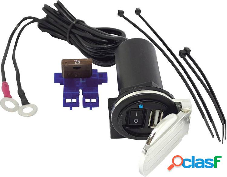 BAAS USB-presa auto a 2,1 A con cromo coperchio ribaltabile