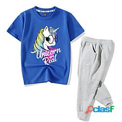 Bambino Unisex T-shirt e pantaloni 2 pezzi Blu Bianco Nero