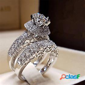 Band Ring Cubic Zirconia Hollow Out White Copper Gold Plated