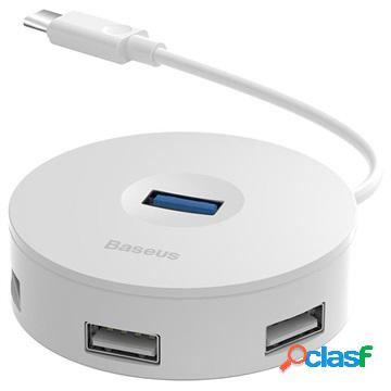 Baseus Round Box Hub 4-port USB 3.0 con Cavo USB-C - Bianco