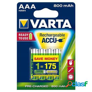 Batterie AAA Ricaricabili Varta Ready2Use - 800mAh